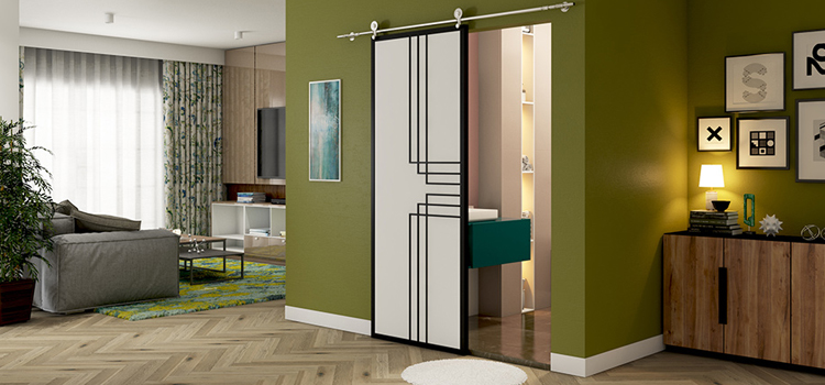 sliding bathroom door installation in Danville
